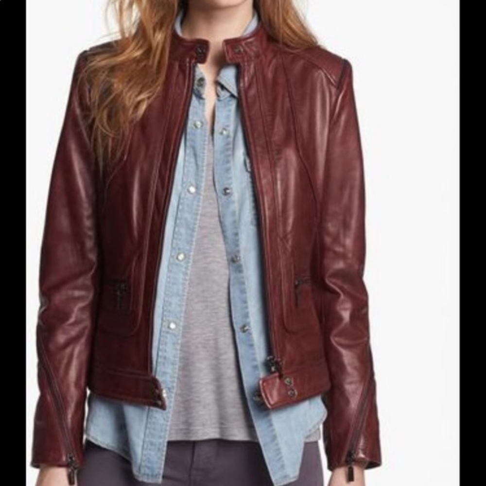 Brown leather jacket